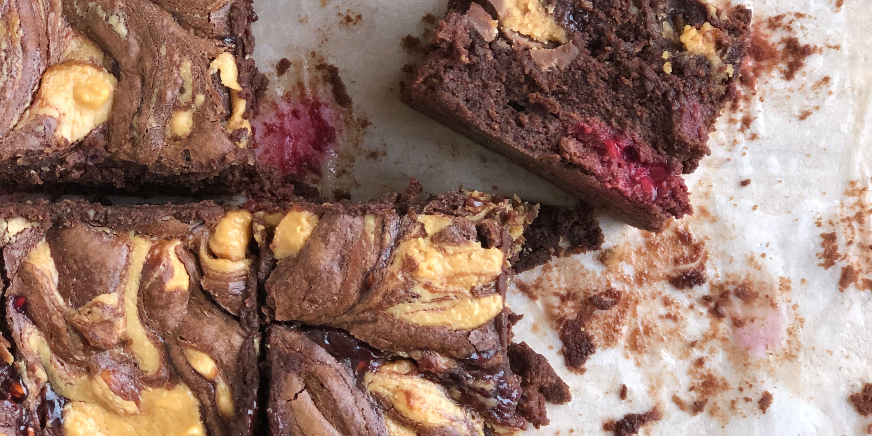 Gluten free peanut butter &  raspberry brownies