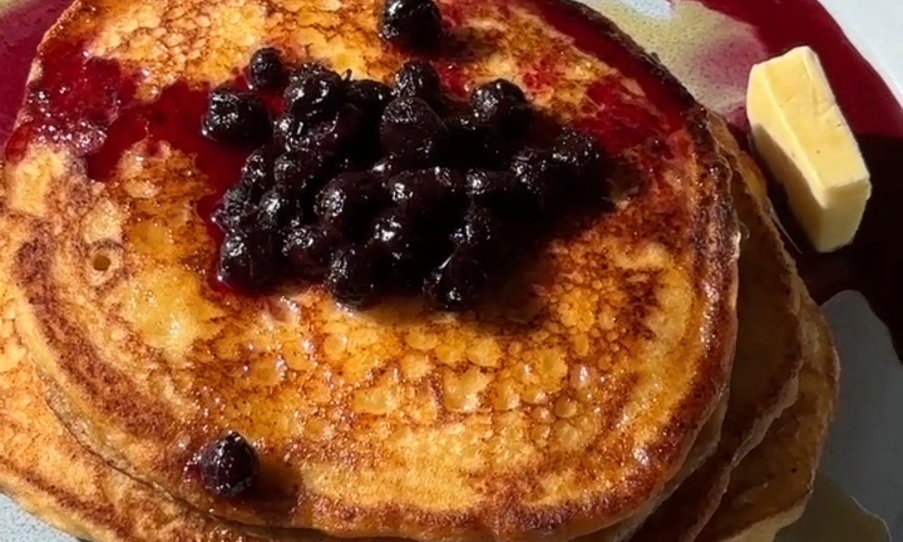 Ricotta Hotcakes with Blueberry Compote