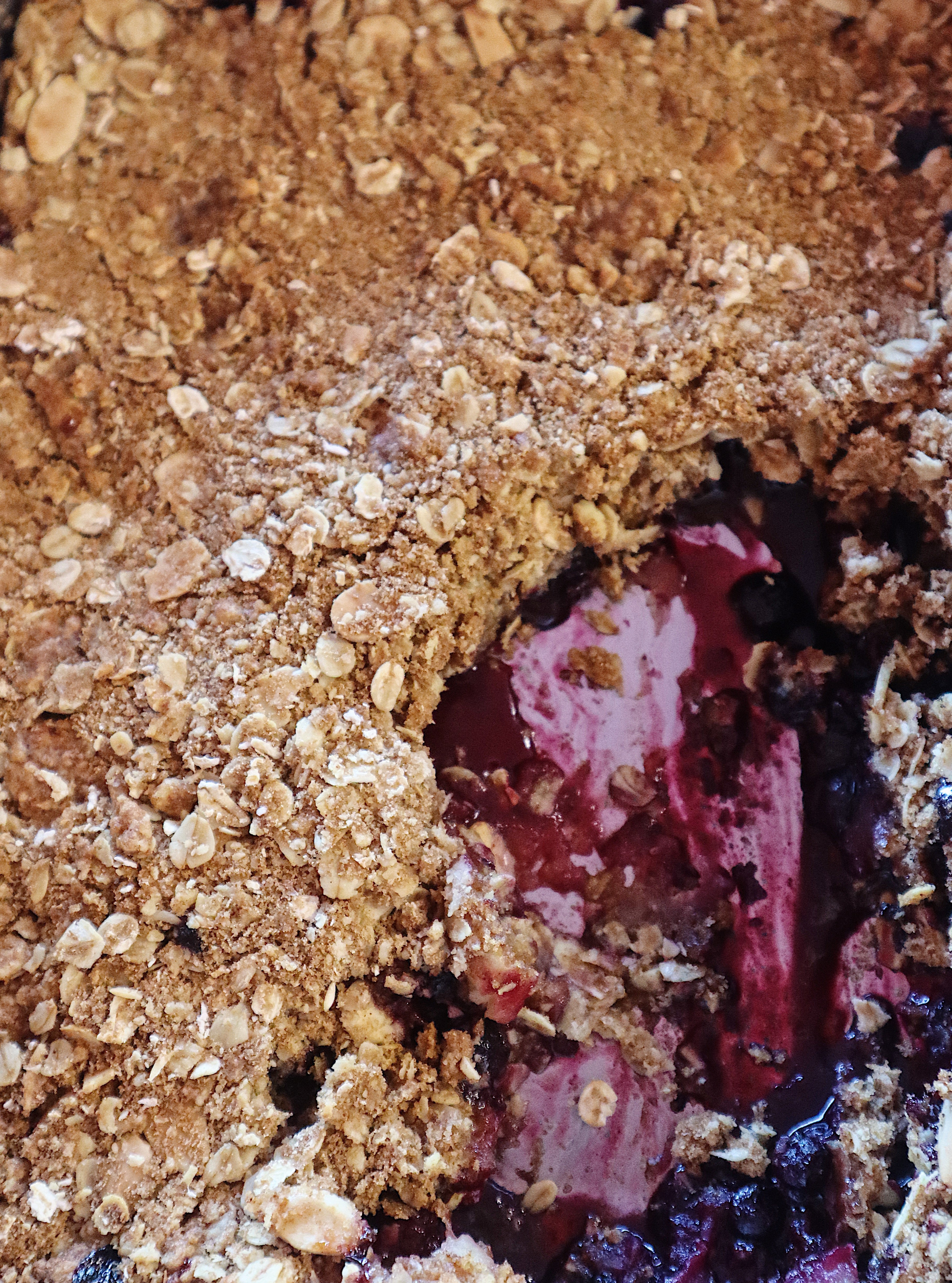 Blueberry and apple crumble