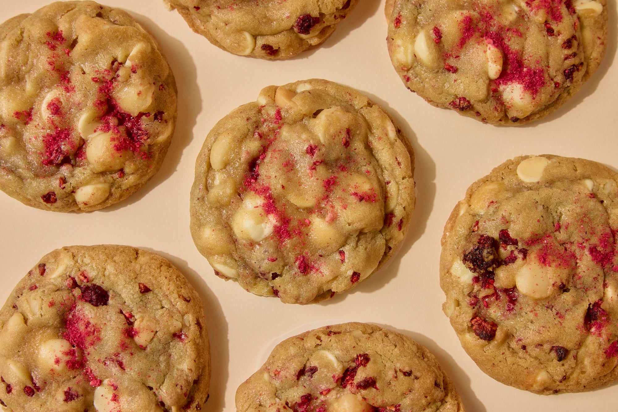 Mother's Day Special: White Choc Rasp Macadamia cookies